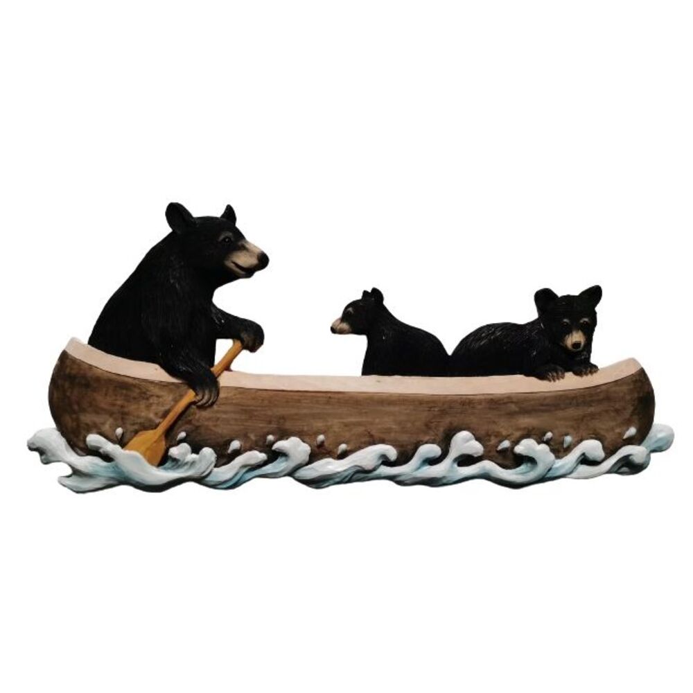 Bear Family in Canoe Wall Art – 32" x 14"
